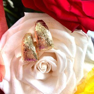 Vintage Gold Floral Earrings, Unpierced